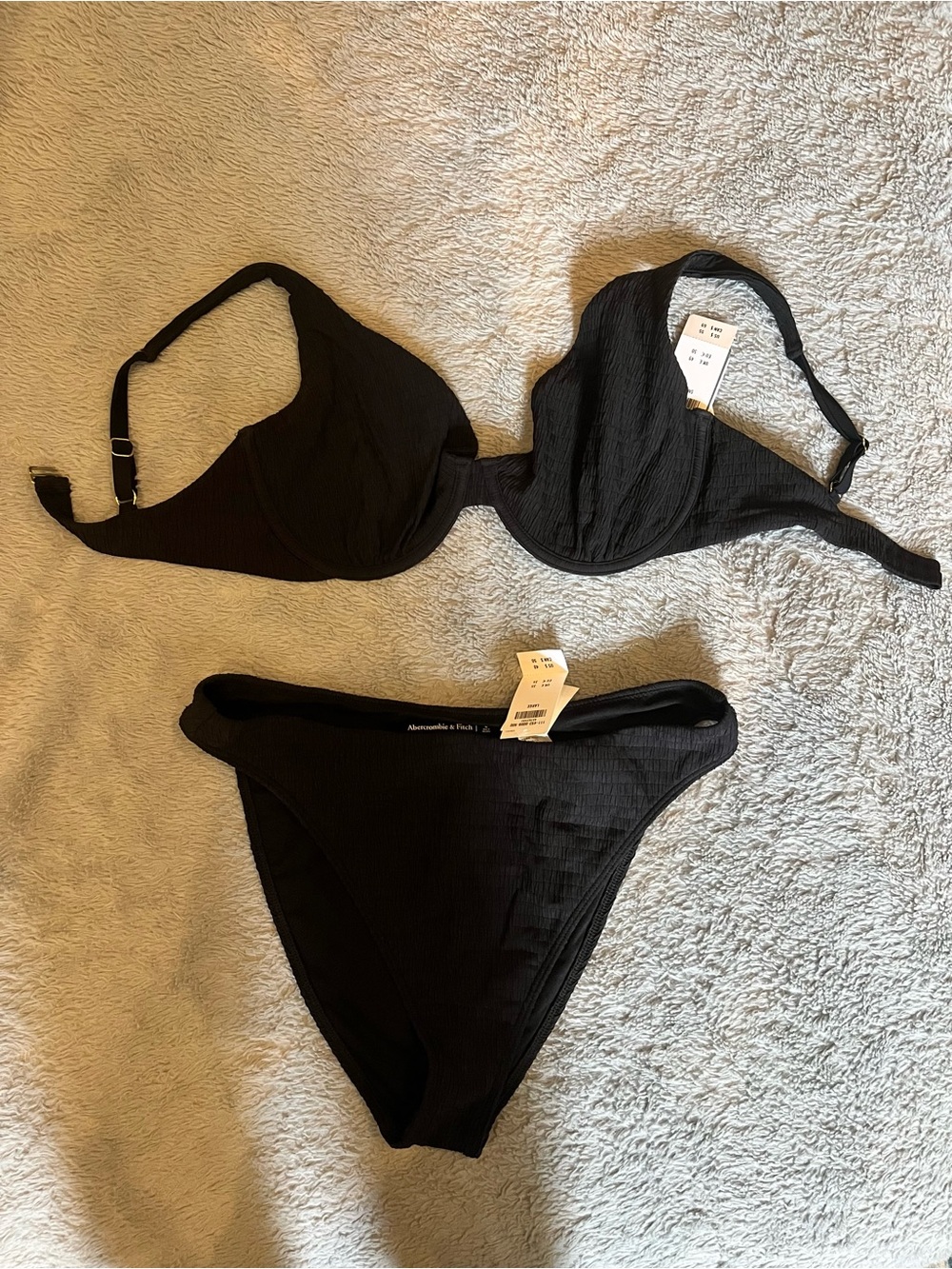 Abercrombie & Fitch Black Ribbed Bikini Set